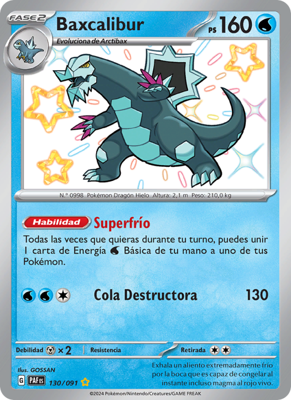 Baxcalibur 130 — Paldeas Schicksale (Spanish Pokémon TCG card)