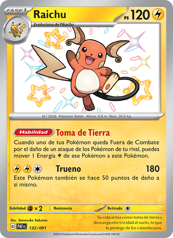 Raichu 132 — Paldeas Schicksale (Spanish Pokémon TCG card)