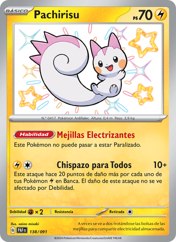 Pachirisu 138 — Paldeas Schicksale (Spanish Pokémon TCG card)