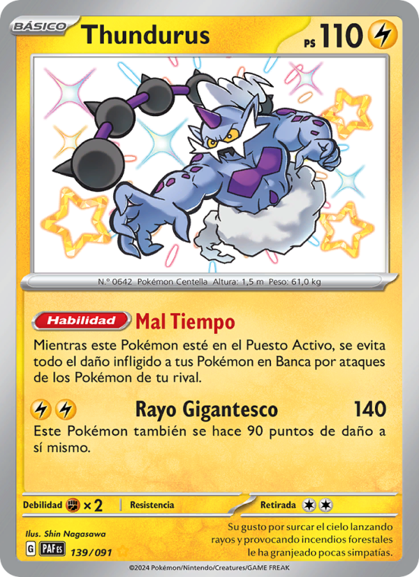 Thundurus 139 — Paldeas Schicksale (Spanish Pokémon TCG card)