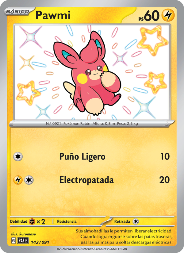 Pawmi 142 — Paldeas Schicksale (Spanish Pokémon TCG card)