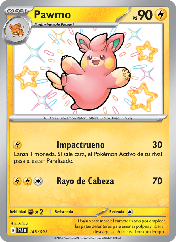 Pawmo 143 — Paldeas Schicksale (Spanish Pokémon TCG card)