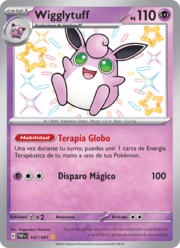 Wigglytuff 147 — Paldeas Schicksale (Spanish Pokémon TCG card)