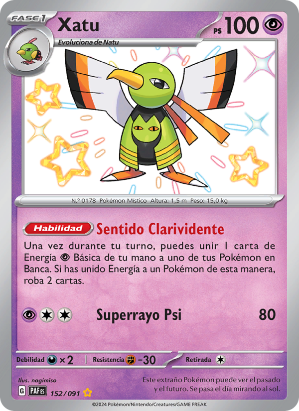 Xatu 152 — Paldeas Schicksale (Spanish Pokémon TCG card)