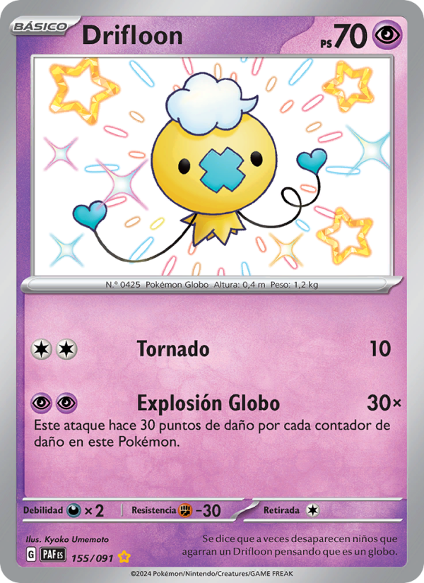 Drifloon 155 — Paldeas Schicksale (Spanish Pokémon TCG card)