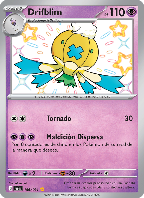 Drifblim 156 — Paldeas Schicksale (Spanish Pokémon TCG card)