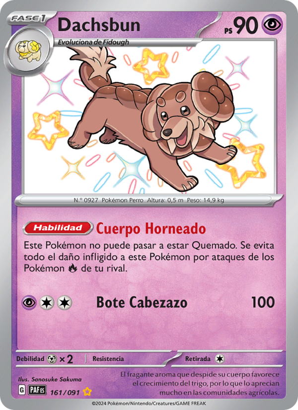 Dachsbun 161 — Paldeas Schicksale (Spanish Pokémon TCG card)