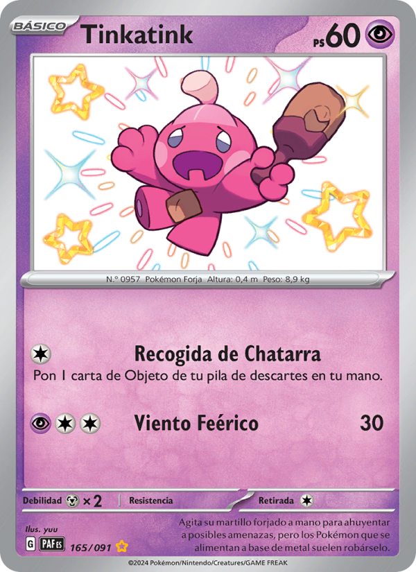 Tinkatink 165 — Paldeas Schicksale (Spanish Pokémon TCG card)