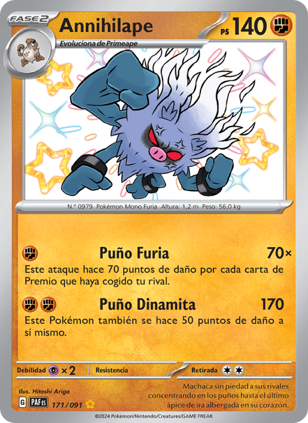 Annihilape 171 — Paldeas Schicksale (Spanish Pokémon TCG card)