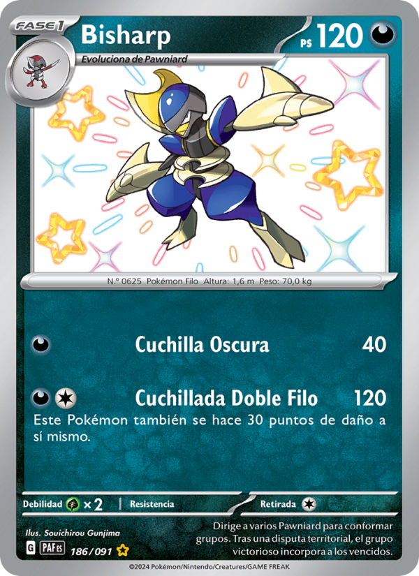Bisharp 186 — Paldeas Schicksale (Spanish Pokémon TCG card)