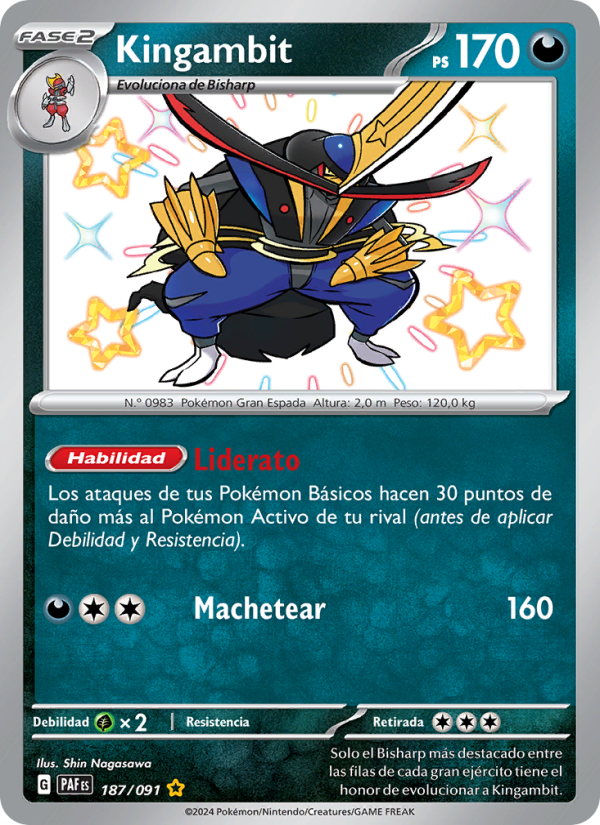 Kingambit 187 — Paldeas Schicksale (Spanish Pokémon TCG card)