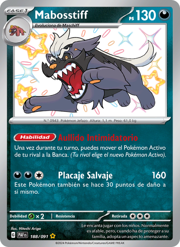 Mabosstiff 188 — Paldeas Schicksale (Spanish Pokémon TCG card)