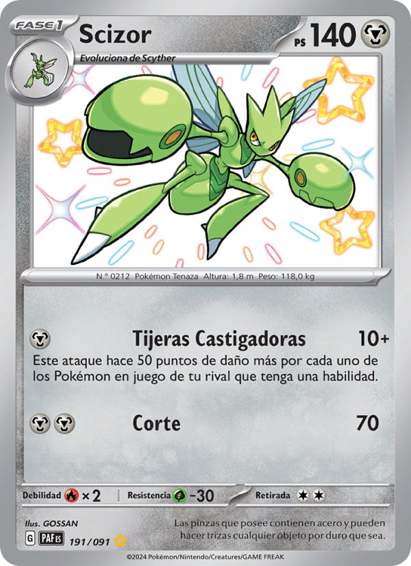 Scizor 191 — Paldeas Schicksale (Spanish Pokémon TCG card)