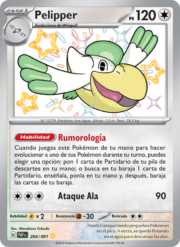 Pelipper 204 — Paldeas Schicksale (Spanish Pokémon TCG card)