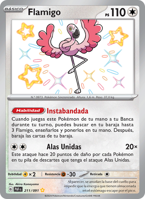Flamigo 211 — Paldeas Schicksale (Spanish Pokémon TCG card)