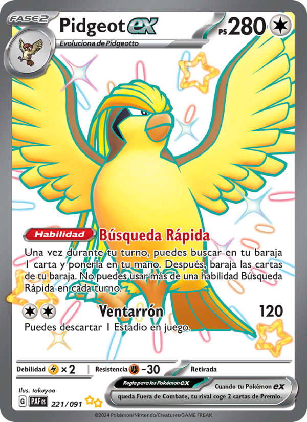 Pidgeot ex 221 — Paldeas Schicksale (Spanish Pokémon TCG card)