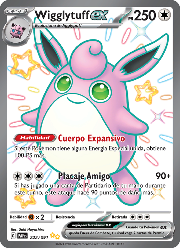 Wigglytuff ex 222 — Paldeas Schicksale (Spanish Pokémon TCG card)