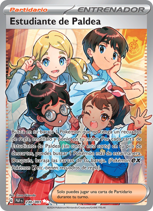 Estudiante de Paldea 230 — Paldeas Schicksale (Spanish Pokémon TCG card)