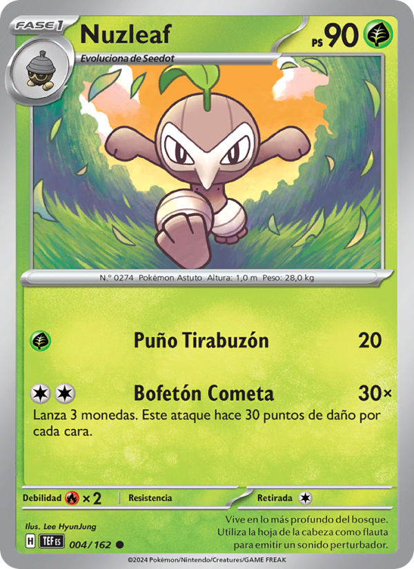 Nuzleaf 004 — Temporal Forces (Spanish Pokémon TCG card)