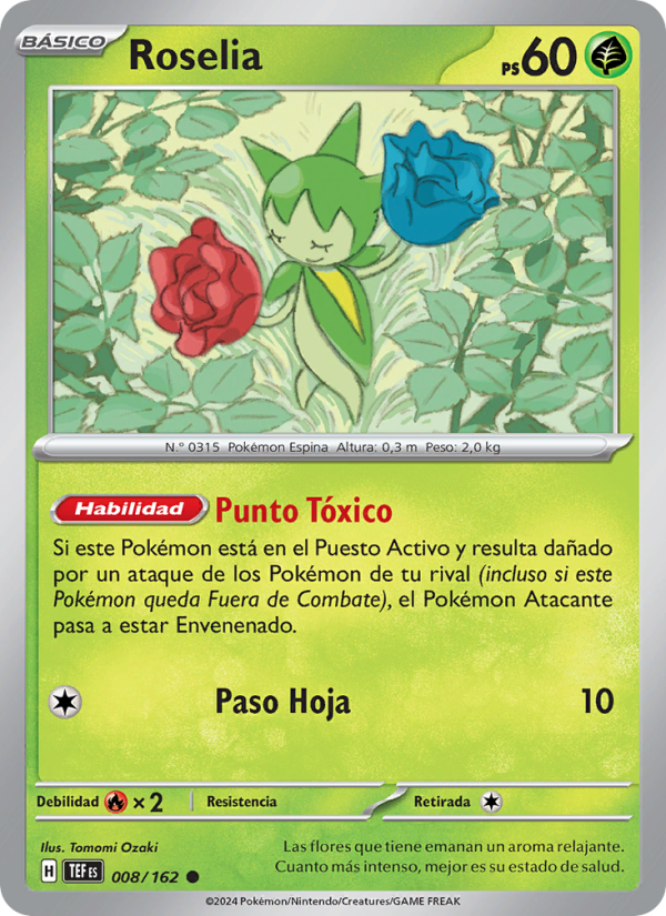 Roselia 008 — Temporal Forces (Spanish Pokémon TCG card)