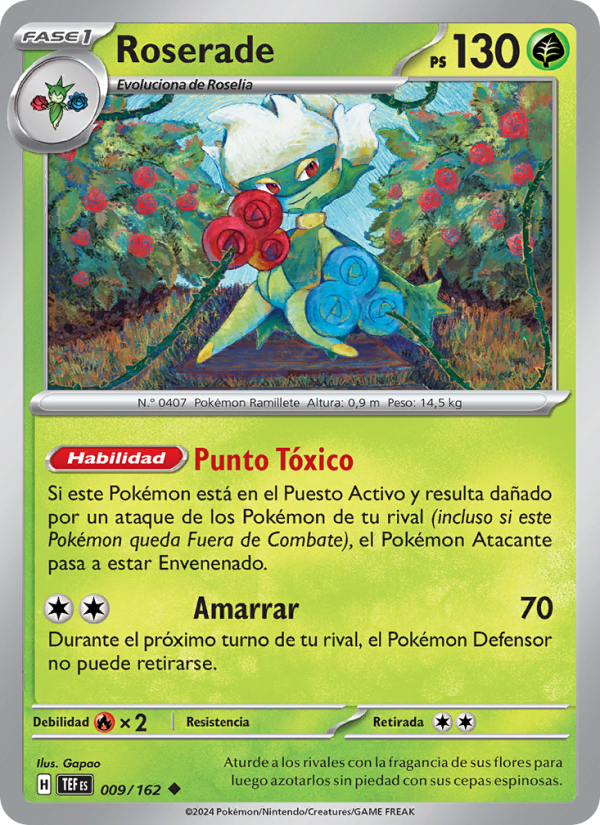 Roserade 009 — Temporal Forces (Spanish Pokémon TCG card)