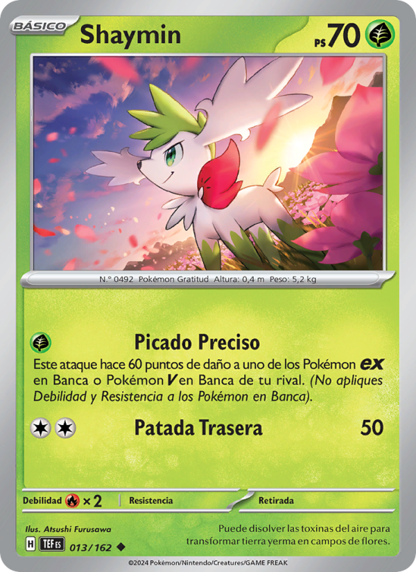 Shaymin 013 — Temporal Forces (Spanish Pokémon TCG card)