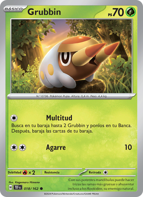 Grubbin 018 — Temporal Forces (Spanish Pokémon TCG card)