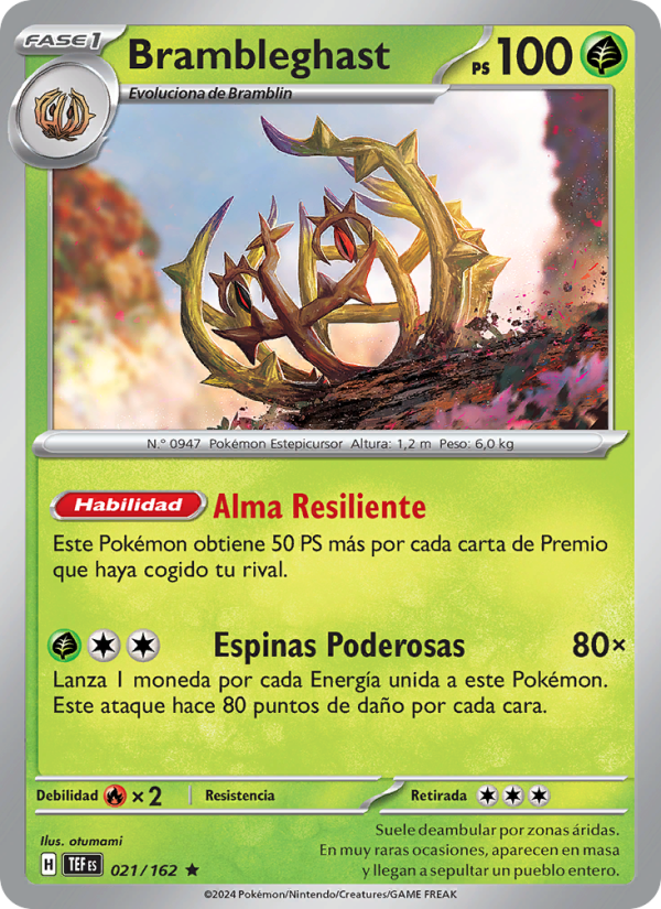 Brambleghast 021 — Temporal Forces (Spanish Pokémon TCG card)