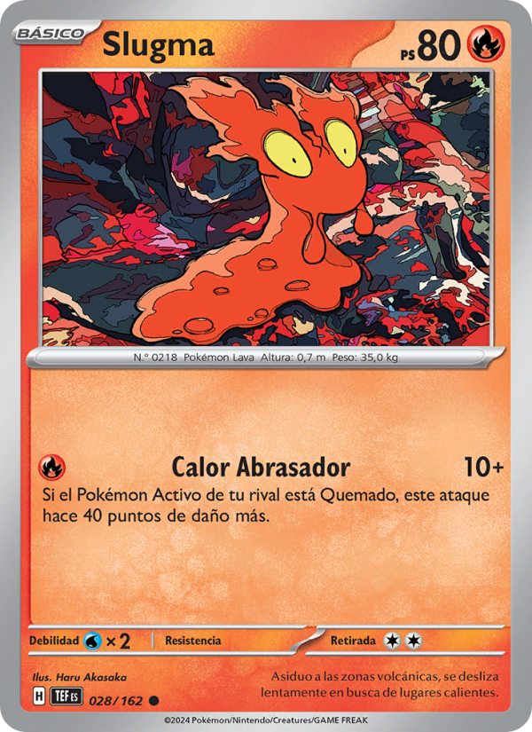 Slugma 028 — Temporal Forces (Spanish Pokémon TCG card)