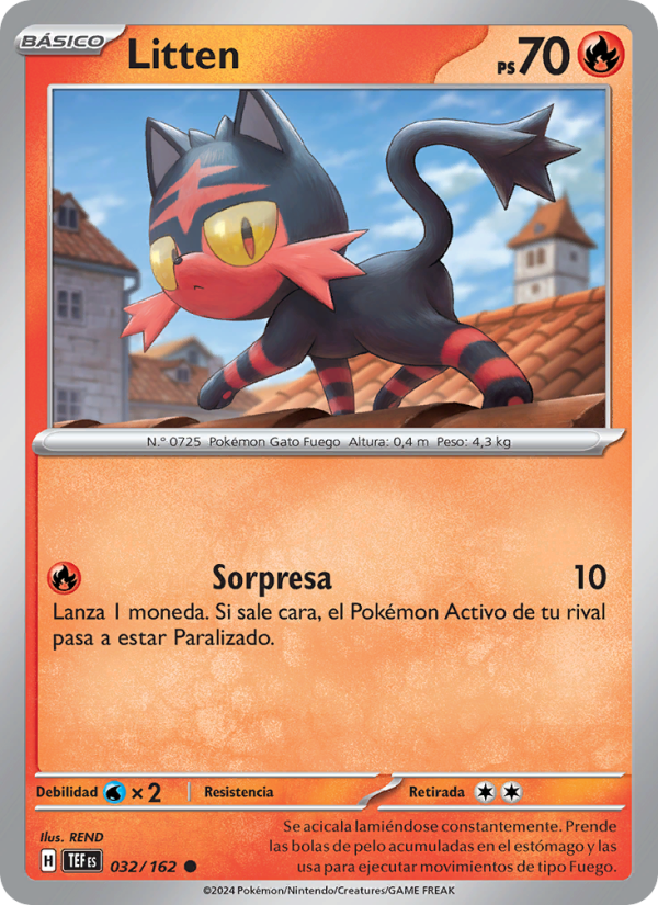 Litten 032 — Temporal Forces (Spanish Pokémon TCG card)