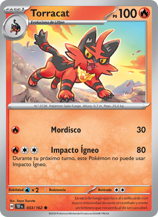 Torracat 033 — Temporal Forces (Spanish Pokémon TCG card)