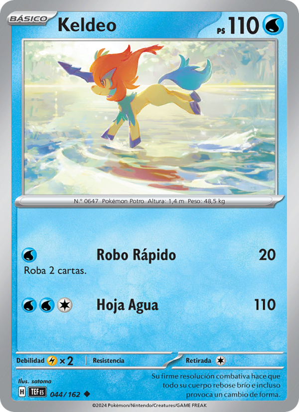 Keldeo 044 — Temporal Forces (Spanish Pokémon TCG card)