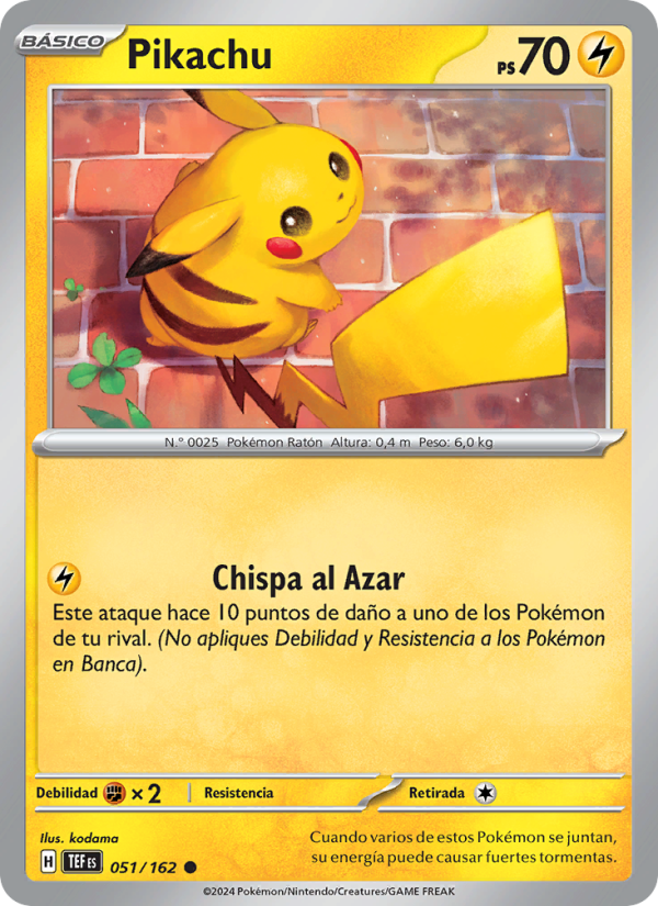 Pikachu 051 — Temporal Forces (Spanish Pokémon TCG card)