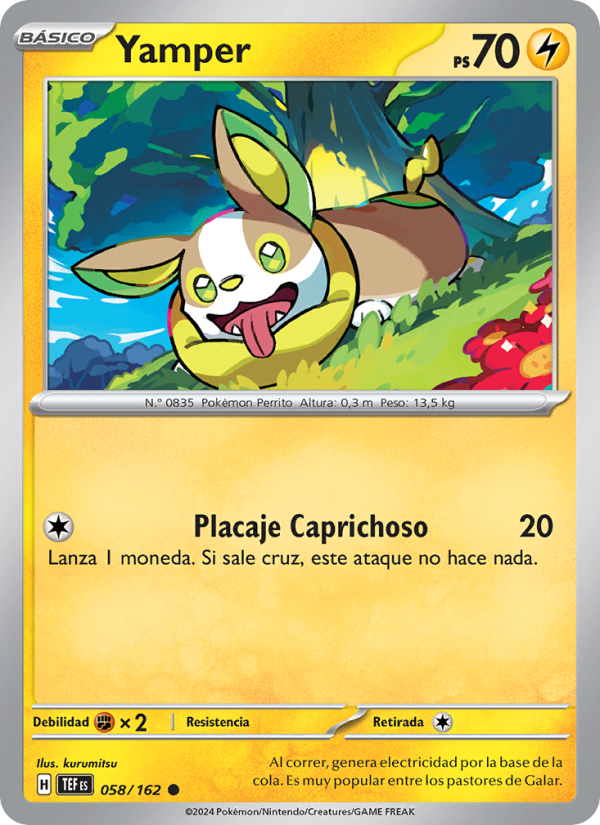 Yamper 058 — Temporal Forces (Spanish Pokémon TCG card)