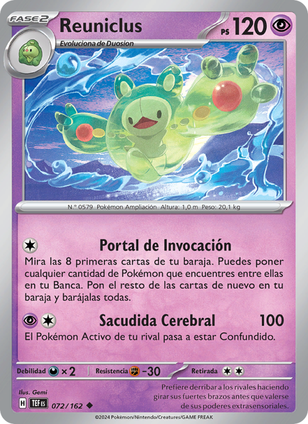 Reuniclus 072 — Temporal Forces (Spanish Pokémon TCG card)