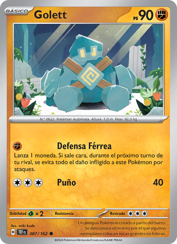 Golett 087 — Temporal Forces (Spanish Pokémon TCG card)