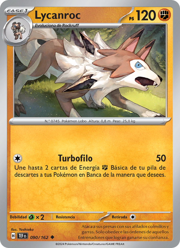 Lycanroc 090 — Temporal Forces (Spanish Pokémon TCG card)