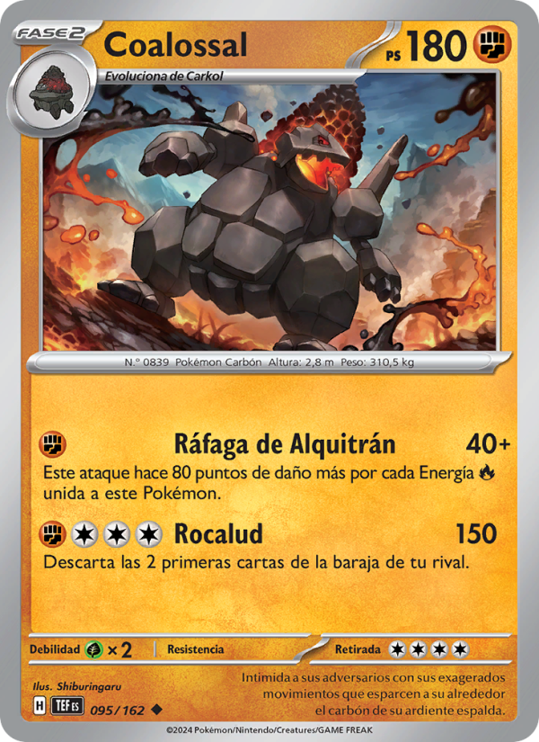 Coalossal 095 — Temporal Forces (Spanish Pokémon TCG card)