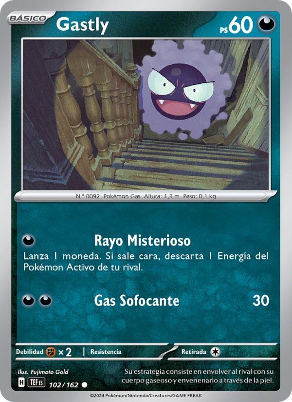 Gastly 102 — Temporal Forces (Spanish Pokémon TCG card)