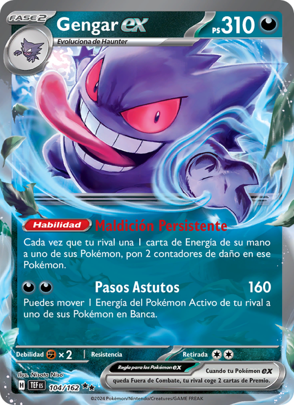 Gengar ex 104 — Temporal Forces (Spanish Pokémon TCG card)