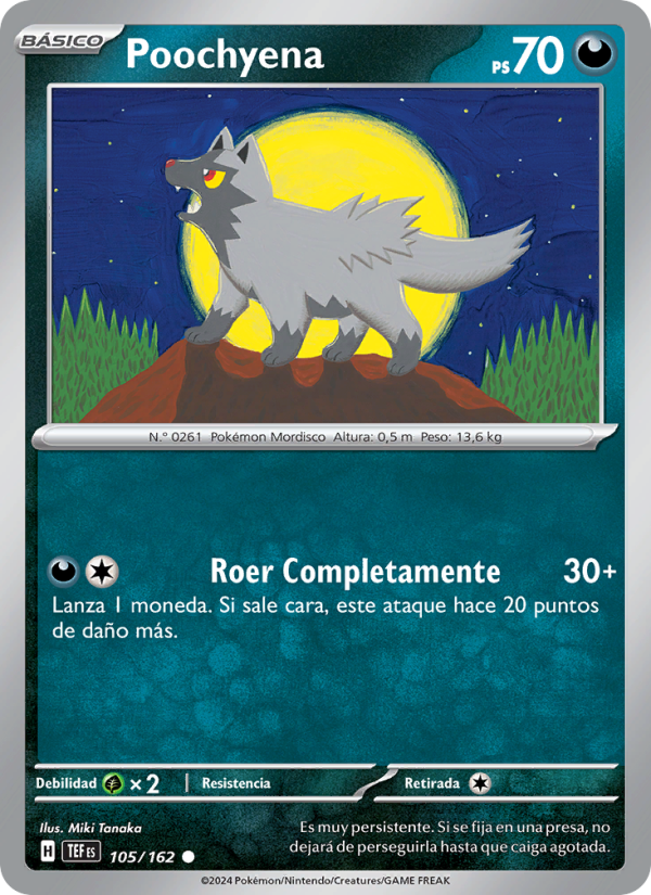Poochyena 105 — Temporal Forces (Spanish Pokémon TCG card)