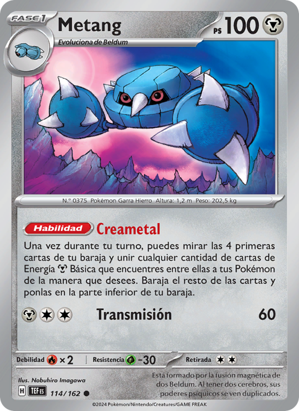 Metang 114 — Temporal Forces (Spanish Pokémon TCG card)