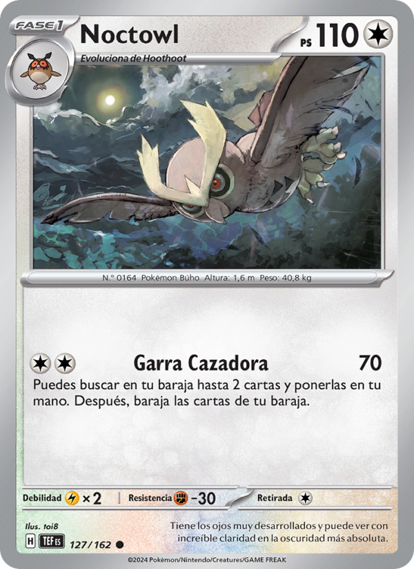 Noctowl 127 — Temporal Forces (Spanish Pokémon TCG card)