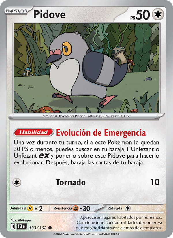 Pidove 133 — Temporal Forces (Spanish Pokémon TCG card)