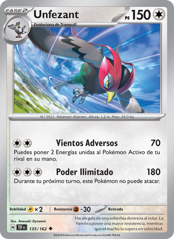 Unfezant 135 — Temporal Forces (Spanish Pokémon TCG card)