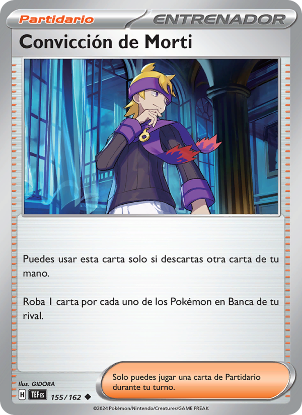 Convicción de Morti 155 — Temporal Forces (Spanish Pokémon TCG card)