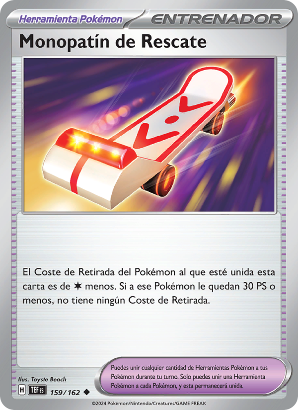 Monopatín de Rescate 159 — Temporal Forces (Spanish Pokémon TCG card)
