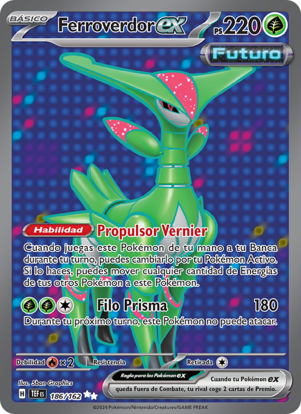 Ferroverdor ex 186 — Temporal Forces (Spanish Pokémon TCG card)