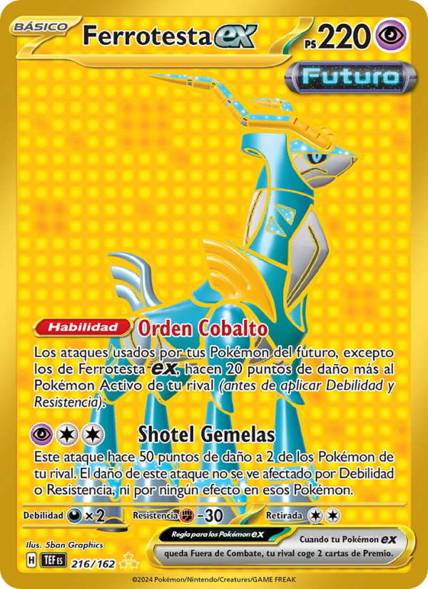 Ferrotesta ex 216 — Temporal Forces (Spanish Pokémon TCG card)