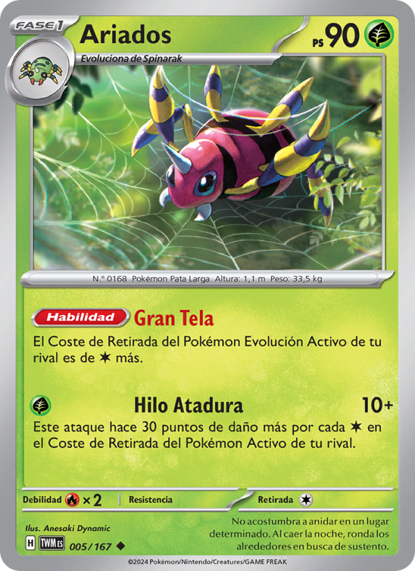 Ariados 005 — Twilight Masquerade (Spanish Pokémon TCG card)